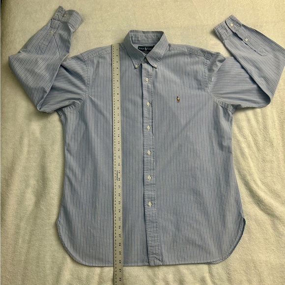 RALPH LAUREN Classic Fit Button Down Blue Stripes Men’s Size Large - Picture 8 of 9